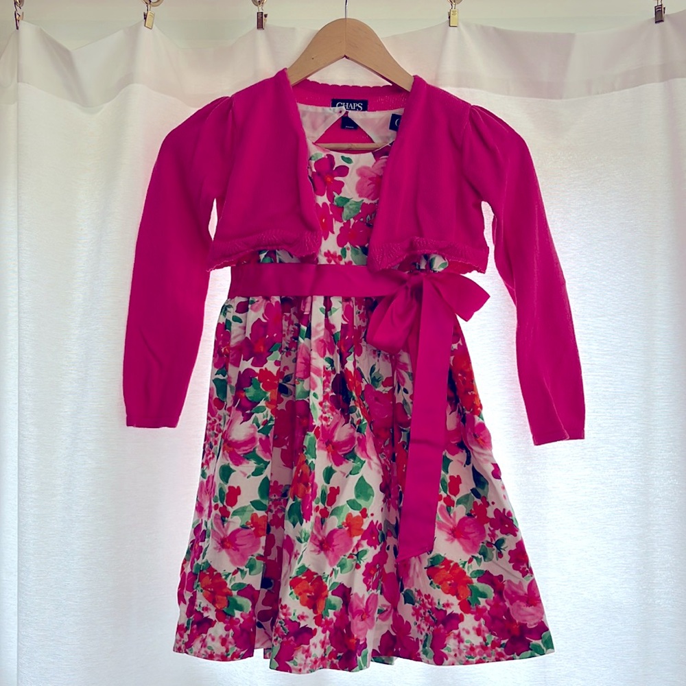 girls floral dress with cardigan